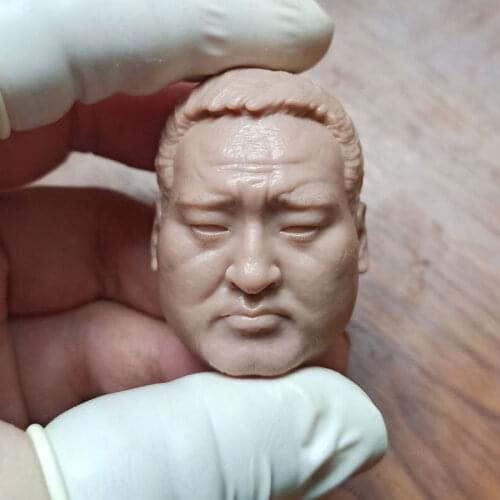 Hot Sales 1/6th Male Orient Japanese Gangster Fatty Head Sculpture White Unpainted Model For Usual 12 inch Doll Collection DIY