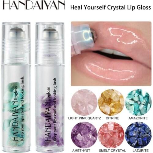 HOT Moisturizing Crystal Gem Roll-On Lip Oil Shining Transparent Lip Care Balm Fades Lip Lines Sexy Lip Plumper Gloss TSLM1