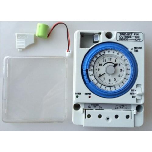 TB388 Mechanical Timer Switch 100-240V 15A 24H 96 Settings 15 Minutes Minimum Setting Interval Programmable Controller