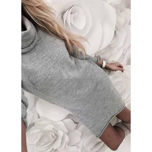 2018 Fashion ladys sweater Solid Turtleneck Sweater Long Casual Long Sleeve Pullove Dress turtleneck sueteres vestido gola alta