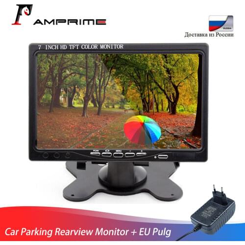 AMprime Car Parking Rearview Reverse Monitor HDMI VGA Digital Display For Car Backup Camera Reversing Monitor With EU Power Plug