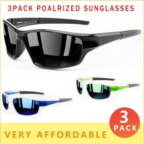 3 PACK Sports Style Polarized Sunglasses Men High Quality Lightweight Eyeglasses Frame Night Vision Sun Glasses Male UV400 H61