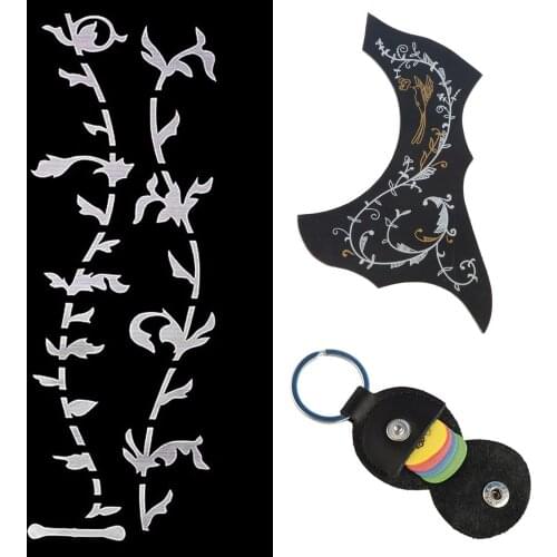 1pc Guitar Bird Shaped Pickguard, 1pc Guitar Picks Holder with 6 picks, 1pc Guitar Fretboard Sticker Bass Guitar Accessories