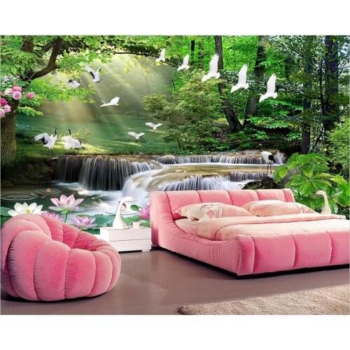 Custom mural 3d dream forest flowing water making money landscape painting living room bedroom restaurant background wall обои