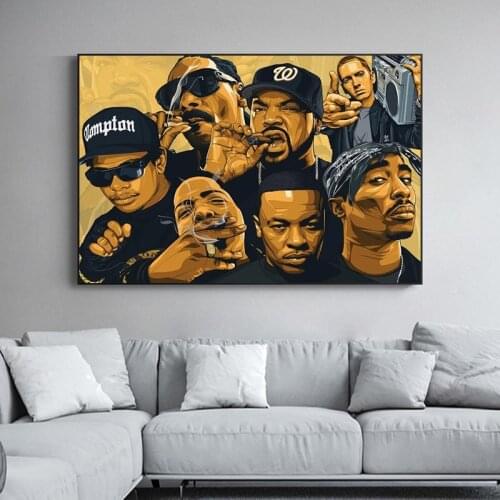 Hip Hop Tupac Music Star Rappers Wall Posters And Prints 2PAC Picture On Canvas Wall Art Painting For Living Room Home Decor