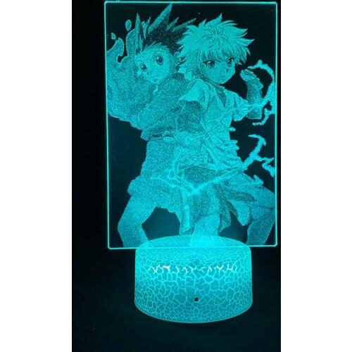 Hunter X Hunter Anime Night Lights Manga Figures Gon Killua 3D Picture Lamps Battery RGB Drawing Room Table Desk Decor For Home