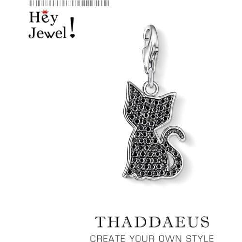 Black Cat Little Kitten Charm Women Animal Lover 925 Sterling Silver 2019 Europe Cute Pendant Fit Bracelet Charm Jewelry Gift