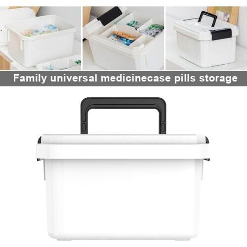 Plastic Medicine Box Domestic Handheld Pill Box Case Family Emergency Container Pill Storage Container First Aid Kit