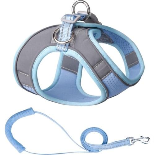Adjustable Walking Breathable Reflective Collar Dog Harnesses Vest Leash Set for Small Medium Dogs Cats Chihuahua Pug