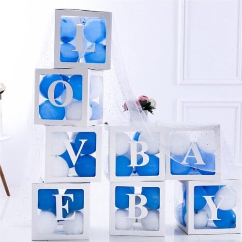Girl Decor 4pcs Cardboard Gift Party Balloon Box Boy Love Baby Shower Transparent