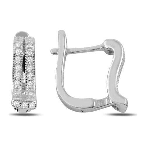 Silverlina Silver Zircon Stone J Earrings