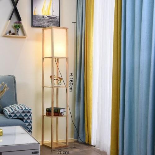 LED Shelf Floor Lamp Wooden Frame Tall Light with Organizer Storage Display Shelf-Modern Standing Lamps for Living Room Bedroom