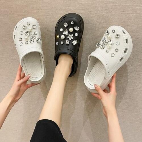 Nursing Clogs Shoes For Women 2021 Summer Crocks Women Sandals Platform 9cm Clogs Female Flats Wide Slippers Ladies Shoe