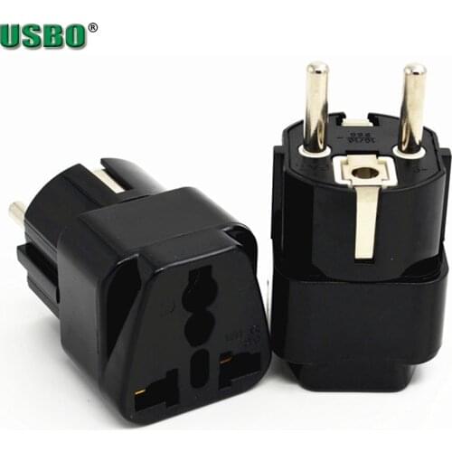 Universal 16A 250V India AU US UK to EU AC electrical Power Plug Russia Germany Franch Travel Home Converter Adapter Schuko plug