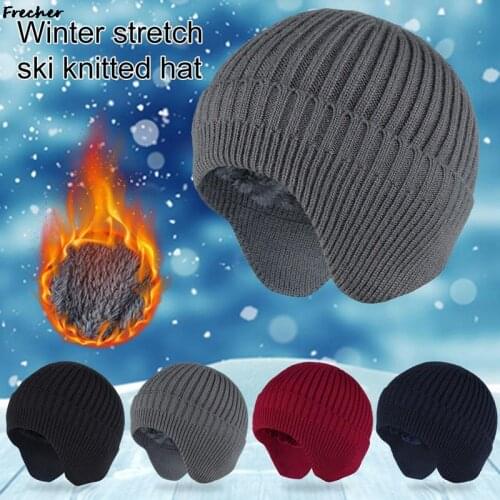 Cycling Ear Protection Winter Men Hats Soft Beanie Hat For Women Classic Knitted Earflap Hat Windproof Warm Cap With Ears