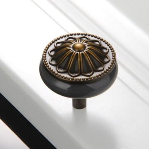 Vintage Ceramics Small Round Style Cabinet Pull Handle for Closet Kitchen Cupboard Wood Furniture