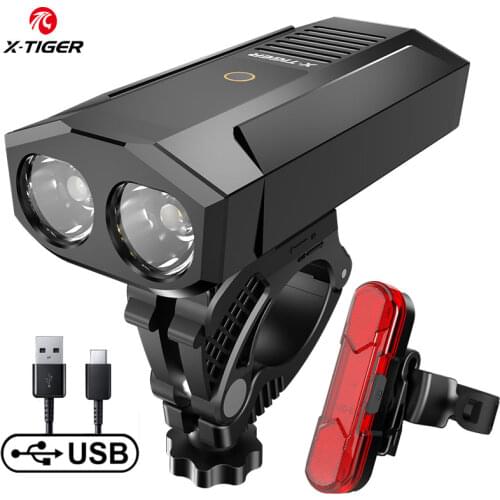 X-TIGER Bike Light Waterproof USB Rechargeable 1800 Lumens Aluminum MTB Bicycle Lamp Power Bank Flashlight Bicycle Accessories