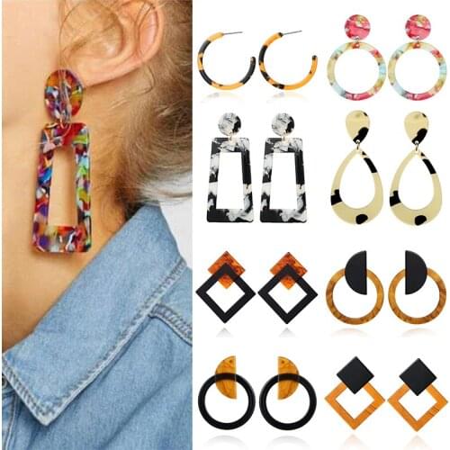 2019 Acrylic earrings for women New fashion jewelry Tortoise Color Leopard Print acetate earring Geometric colorful