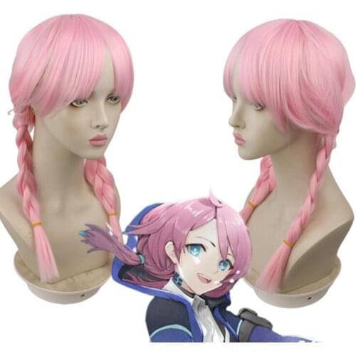 48cm Arknights Blue Poison Wig Women Girl Braid Wig Hair Pink Wig Cosplay Anime Cosplay Wigs Heat Resistant Synthetic Wigs Hair