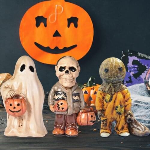 Halloween Scary Ghost Pumpkin Statue Resin Ornament Garden Yard Decor Halloween Party Decoration Supplies