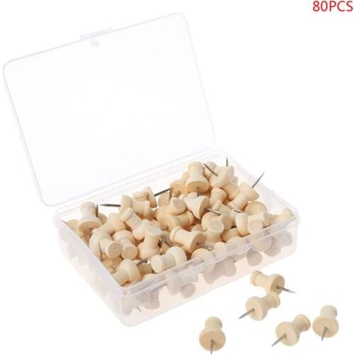 1 Box Wooden Thumbtack Board Pins Pushpins Drawing Photo Wall Studs Nail Home Decorative School Office Suppy C26