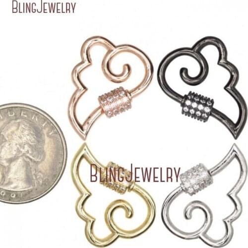 14k Gold Filled Rose Gold Silver Gunblack Angel Wing Pendant Screw Clasp Lock Carabiner Lock FC32864