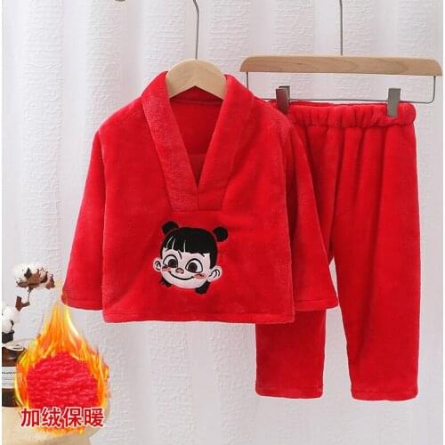 2019 Explosion models boys and girls pajamas autumn winter thickening children girls princess coral fleece bathrobe baby home
