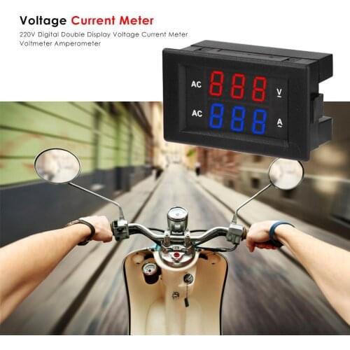 220V Digital Double Display Voltage Current Meter Detector Voltmeter Amperometer Green Blue Display Monitor Voltage Panel