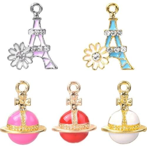 23*12mm Tibetan Silver Plated Crystal Eiffel Tower Charms Pendants For Jewelry Making DIY Handmade Craft Fashion Accessories