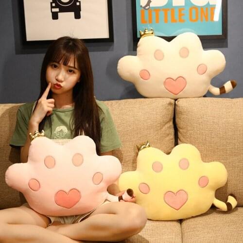 45CM Soft Tiger Paw Plush Toys Kawaii Pillows Cute Crown Tiger with Tail Plush Cushion Stuffed Sofa Pillow for Girls Gifts