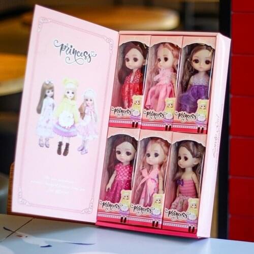6PCS 17cm BJD Doll Dress Up Movable Joints Doll Girl Toy Birthday Gift Bjd Doll Clothes