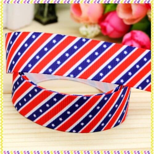 7/8'' Free shipping stripe 4th july printed grosgrain ribbon hairbow headwear party decoration diy wholesale OEM 22mm P4038