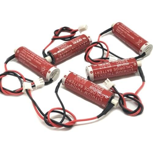 9pcs/lot New Version Maxell AA 14500 ER6C 3.6V 1800mah Lithium Thionyl Chloride Battery PLC Batteries With Two - Hole White Plug