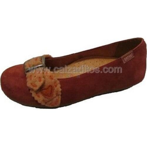 Garvalín buckle brick-colored serraje ballet flats