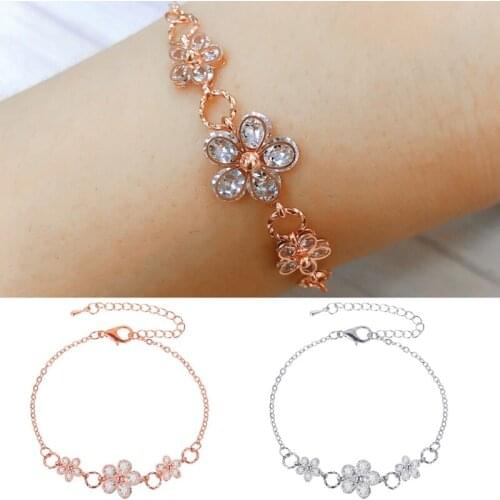 Pink Cherry Blossom Small Pure And Fresh And Heartly Sweet Bracelet Cubic Crystal Adjustable The New Flower Bracelet