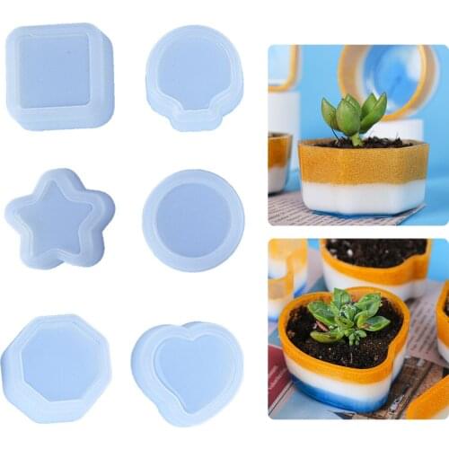 Succulent Flower Pot 3D Silicone Molds Crystal Resin Tray Mold Concrete Cement Clay Mold Jewelry Making Tool Resin Crafts