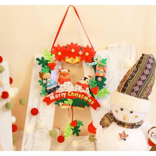 Felt Christmas Decorations Kids' Felt Craft Kits Christmas Sewing Set Starter Kits Non-Woven Handmade DIY Hanging Garland Wreath