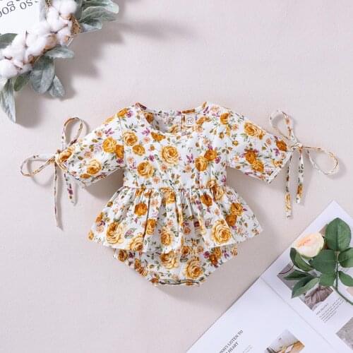 Baby Girls Romper Long Sleeve Cute Floral Jumpsuits Clothes Overalls Newborn Outfits Baby Girls Clothes Infant Costumes Clothing