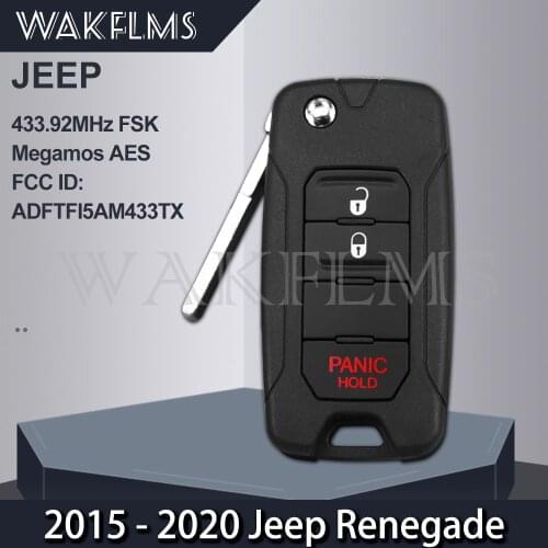 For Jeep Renegade 2015 2016 2017 2018 2019 2020 3 Btn Smart Car Key 433.92MHz Magamos AES Chip 2ADFTFI5AM433TX