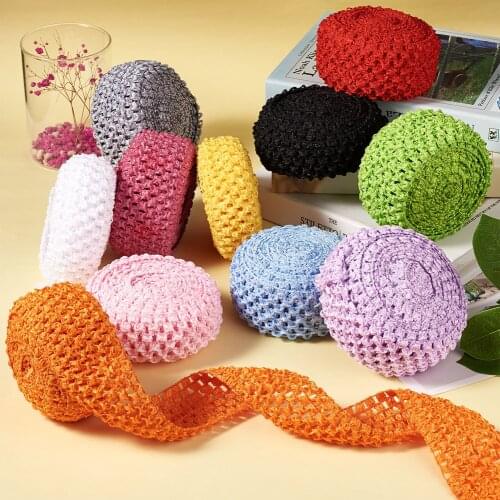 2 Rolls 40mm 50mm Wide Polyester Elastic Ribbon Elastic Stretch Fabric Crochet Tube Top for Headbands Waistbands Hair Band Makin