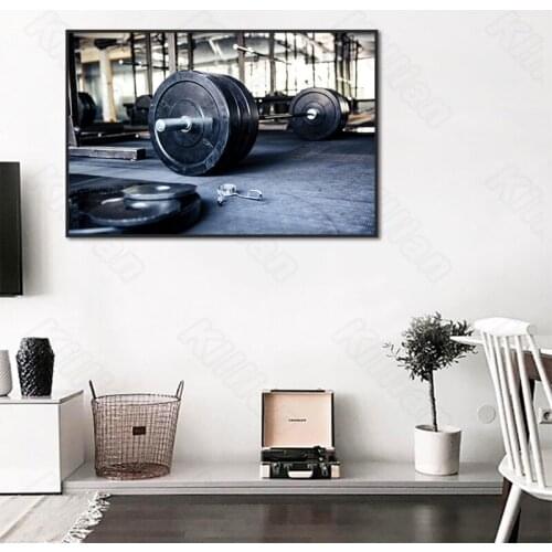 Modern Style Murals Frameles Poster Gym Dumbbells Weightlifting Home Residential Bedroom Decoration Living Room Canvas Painting