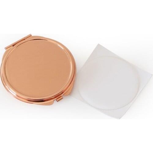 Personalized Round Shape Rose Gold Compact Mirror+Epoxy Sticker 10/Lot#18032-4
