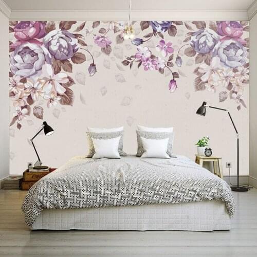 Bacaz Chinese ink painting Flower Murals 3d Wall Photo Murals Wallpaper for Bedding room Large Papel Mural 3d Wall Mural
