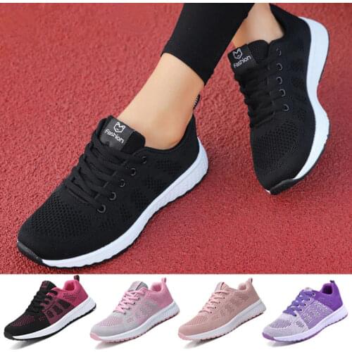 Light Female Sneakers Women Flats Shoes Lace-Up Breathable Mesh Casual Sport Walking Shoes Black Tenis Feminino Ladies Summer