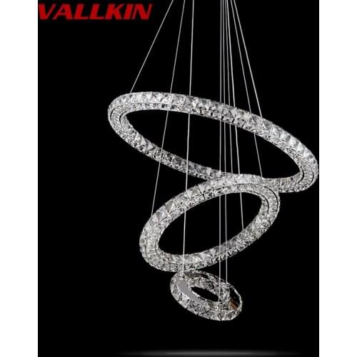 Round LED Pendant Light Crystal Lamp Fixtures Cafe LED Ring K9 Crystal Ceiling Lamps Hanging Wire Cristal Lighting Crystalline