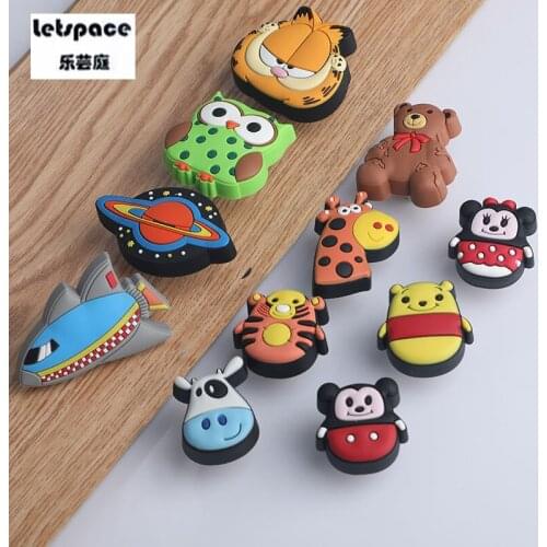 Cute cartoon anti-collision soft rubber childrens room furniture handle Colored animal drawer shoe cabinet tv cabinet kids knob