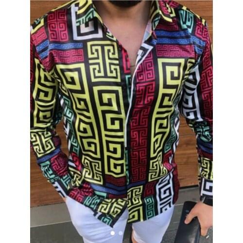 Mens High-end Fashion Printed Mens Casual Long-sleeved Shirt Performance Stage Banquet Male Slim Shirt M-6XL