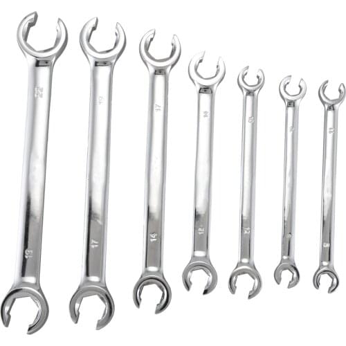 7PCS Flare Nut Wrench Set of Multitools Oil Pipe Spanner Kit Full Polish High Torque Hand Tool