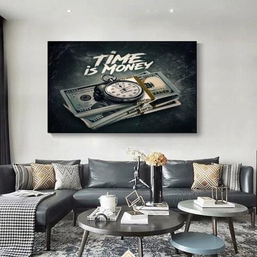 Retro Posters and Prints Time is Money Art Modular Canvas Painting on The Wall Art Picture for Living Room Nordic Home Decor