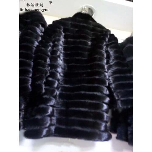 Linhaoshengyue Long 85 cm, Long Sleeve Added Pigskin Mink Fur Coat